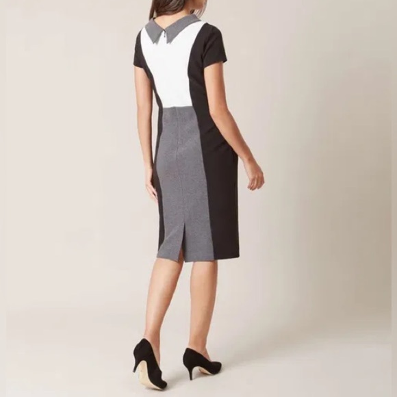 Hobbs London Cordelia Dress Size 8 Black Gray Colorblock Sheath Office NWT - Picture 6 of 12